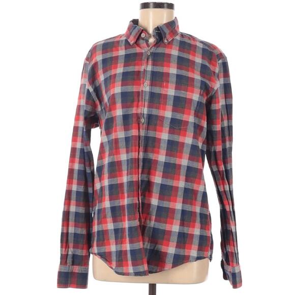 GAP Tops - Gap original fit plaid blouse M red blue & gray